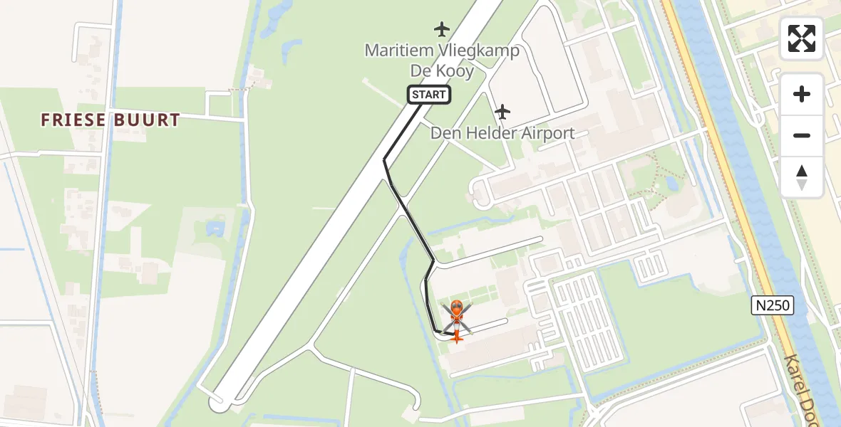 Vluchtroute Kustwachthelikopter Militair vliegveld De Kooy / Den Helder Airport - Militair vliegveld De Kooy / Den Helder Airport, 27 augustus 2026, 20:29