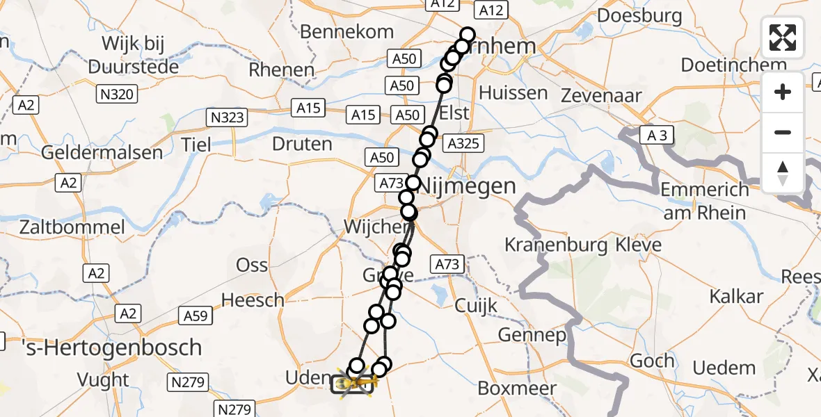 Vluchtroute Traumahelikopter Vliegbasis Volkel - Vliegbasis Volkel, 28 augustus 2026, 06:28