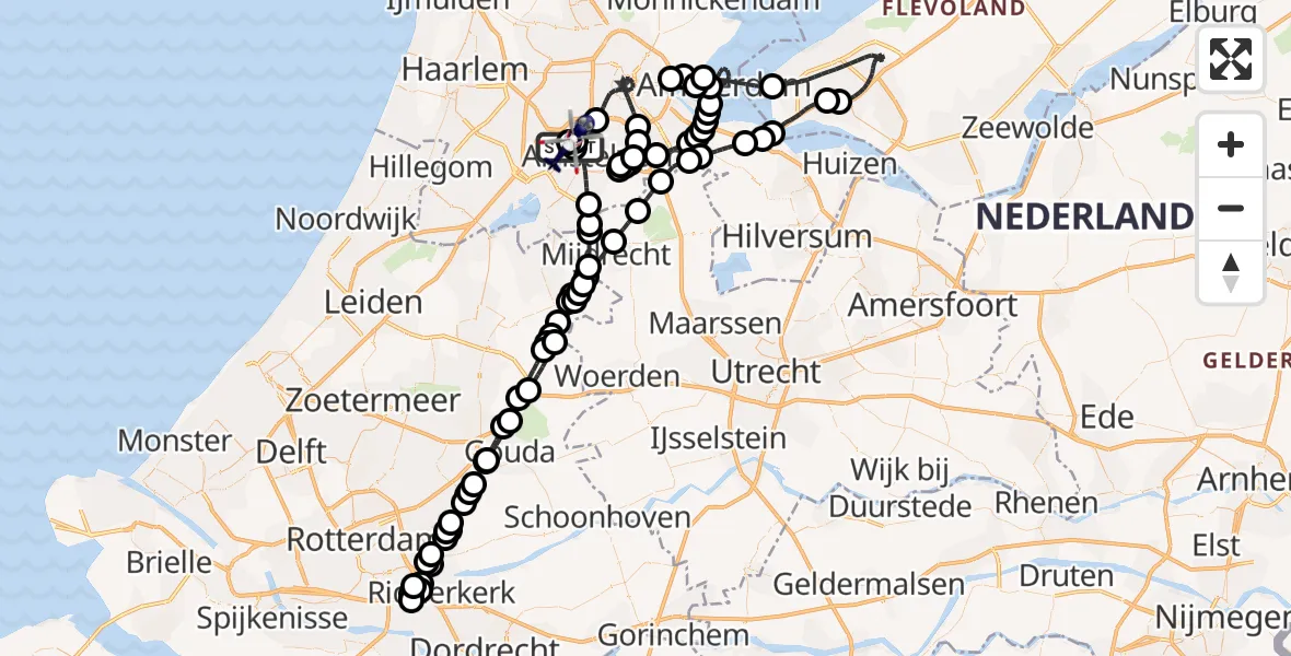 Vluchtroute Politiehelikopter Amsterdam Vliegveld Schiphol - Amsterdam Vliegveld Schiphol, 28 augustus 2026, 11:10