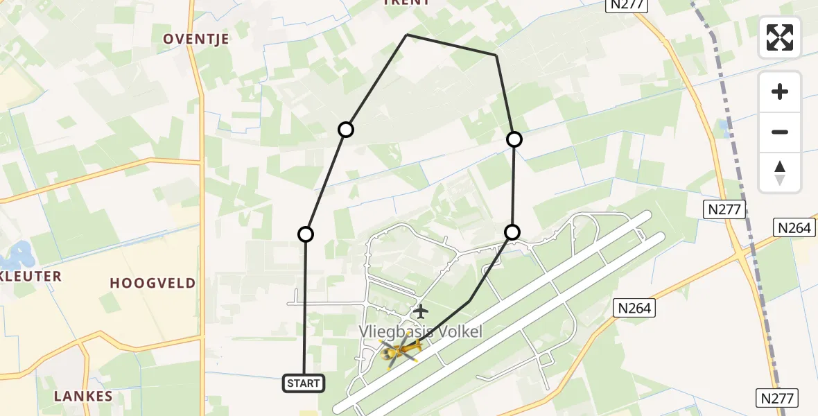 Vluchtroute Traumahelikopter Vliegbasis Volkel - Vliegbasis Volkel, 28 augustus 2026, 14:38