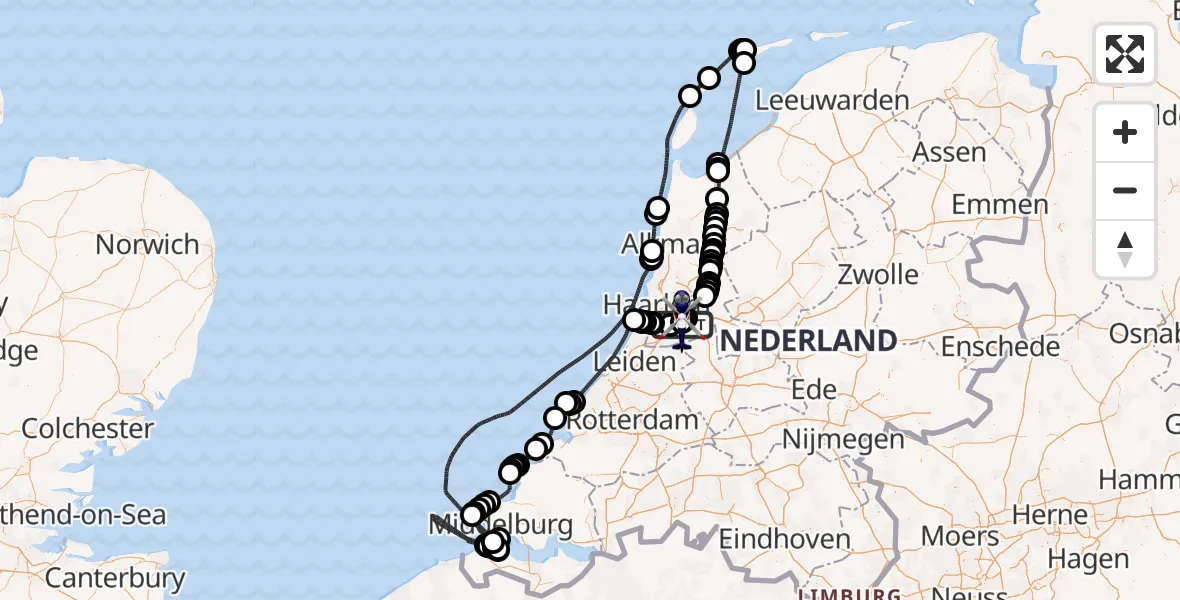 Vluchtroute Politiehelikopter Amsterdam Vliegveld Schiphol - Amsterdam Vliegveld Schiphol, 28 augustus 2026, 15:47