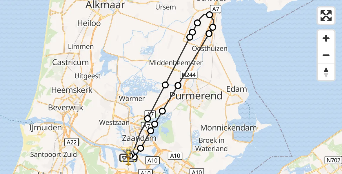 Vluchtroute Traumahelikopter Amsterdam Heliport - Amsterdam Heliport, 28 augustus 2026, 16:52