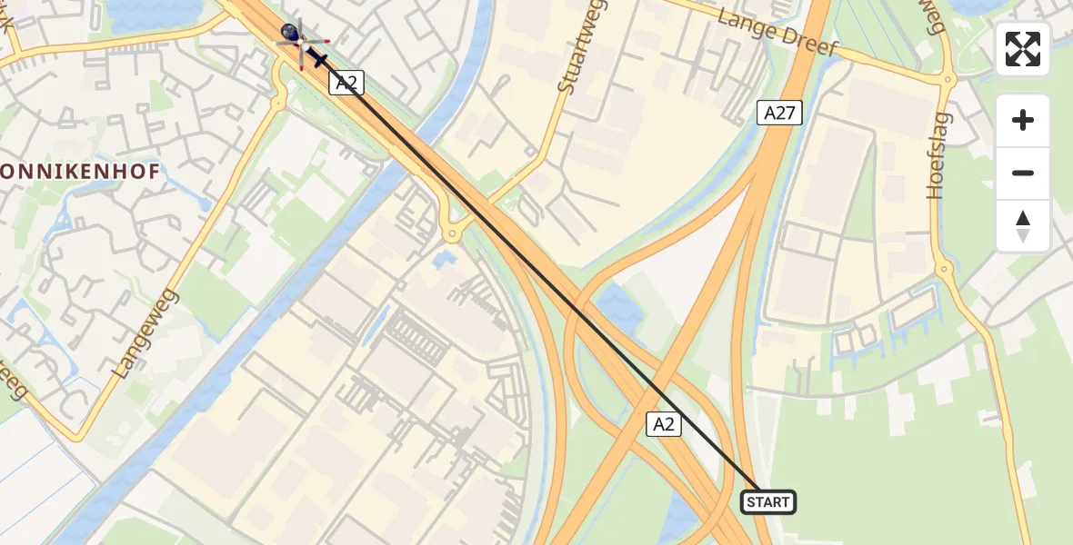 Vluchtroute Politiehelikopter Vianen - Vianen, 28 augustus 2026, 19:33