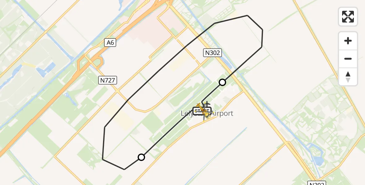 Vluchtroute Traumahelikopter Lelystad Airport - Lelystad Airport, 29 augustus 2026, 05:19