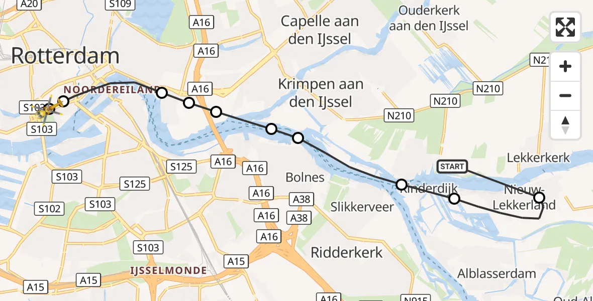 Vluchtroute Traumahelikopter Lekkerkerk - Erasmus MC, 29 augustus 2026, 06:31