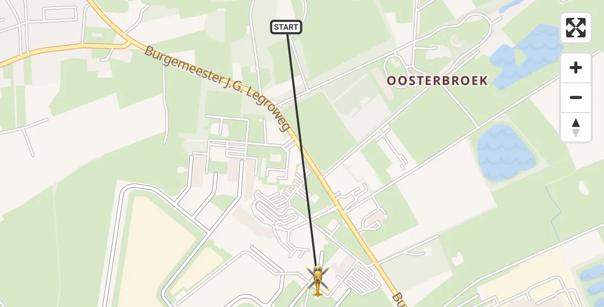 Vluchtroute Traumahelikopter Groningen Airport Eelde - Groningen Airport Eelde, 29 augustus 2026, 06:49