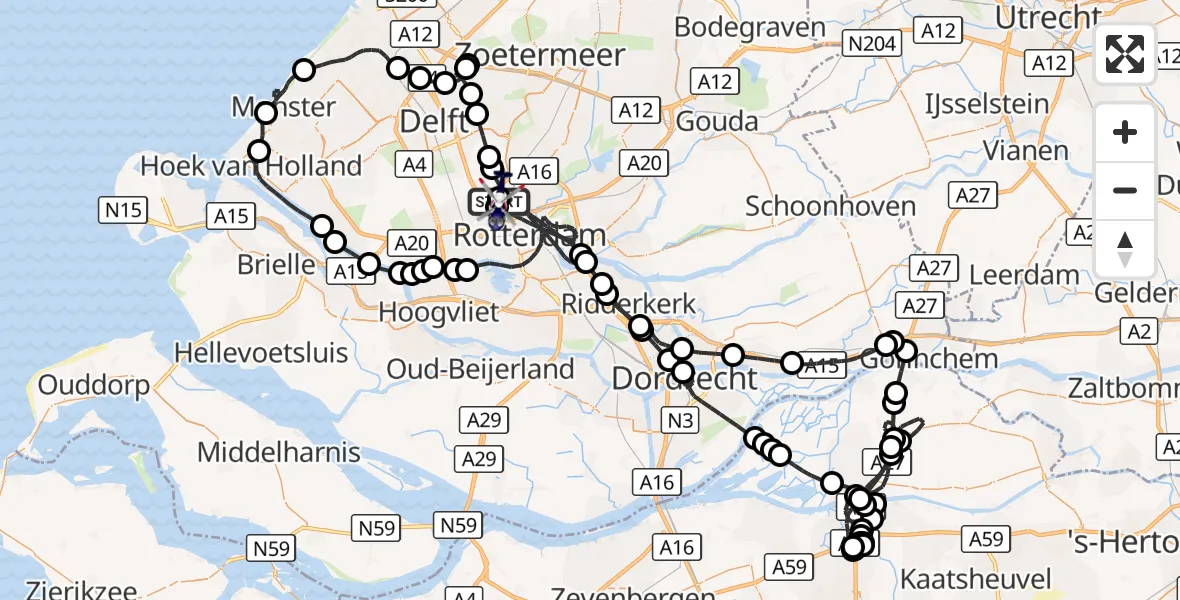 Vluchtroute Politiehelikopter Rotterdam The Hague Airport - Rotterdam The Hague Airport, 29 augustus 2026, 07:36