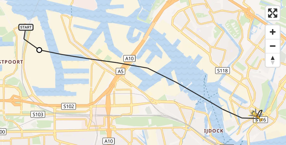 Vluchtroute Traumahelikopter Amsterdam Heliport - Amsterdam, 29 augustus 2026, 09:19