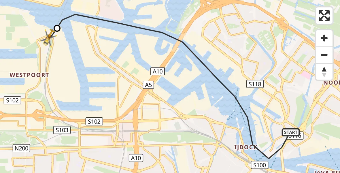 Vluchtroute Traumahelikopter Amsterdam - Amsterdam Heliport, 29 augustus 2026, 09:36
