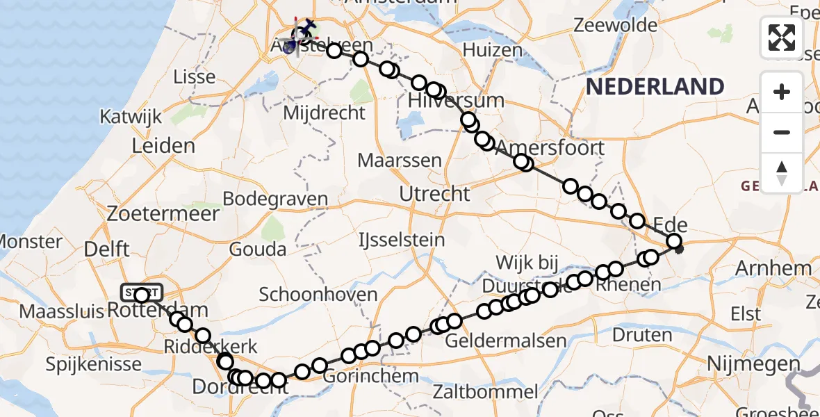 Vluchtroute Politiehelikopter Rotterdam The Hague Airport - Amsterdam Vliegveld Schiphol, 29 augustus 2026, 10:59