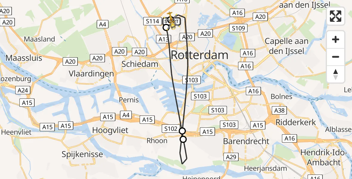 Vluchtroute Traumahelikopter Rotterdam The Hague Airport - Rotterdam The Hague Airport, 29 augustus 2026, 11:22