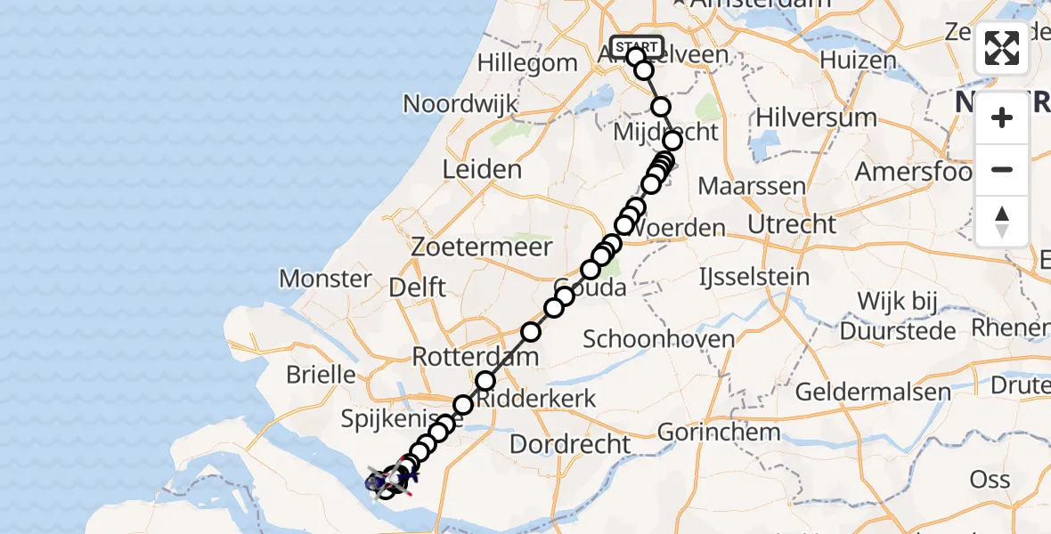 Vluchtroute Politiehelikopter Amsterdam Vliegveld Schiphol - Goudswaard, 29 augustus 2026, 12:56