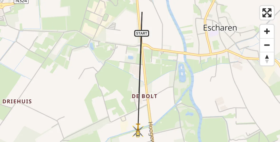 Vluchtroute Traumahelikopter Escharen - Escharen, 29 augustus 2026, 13:52