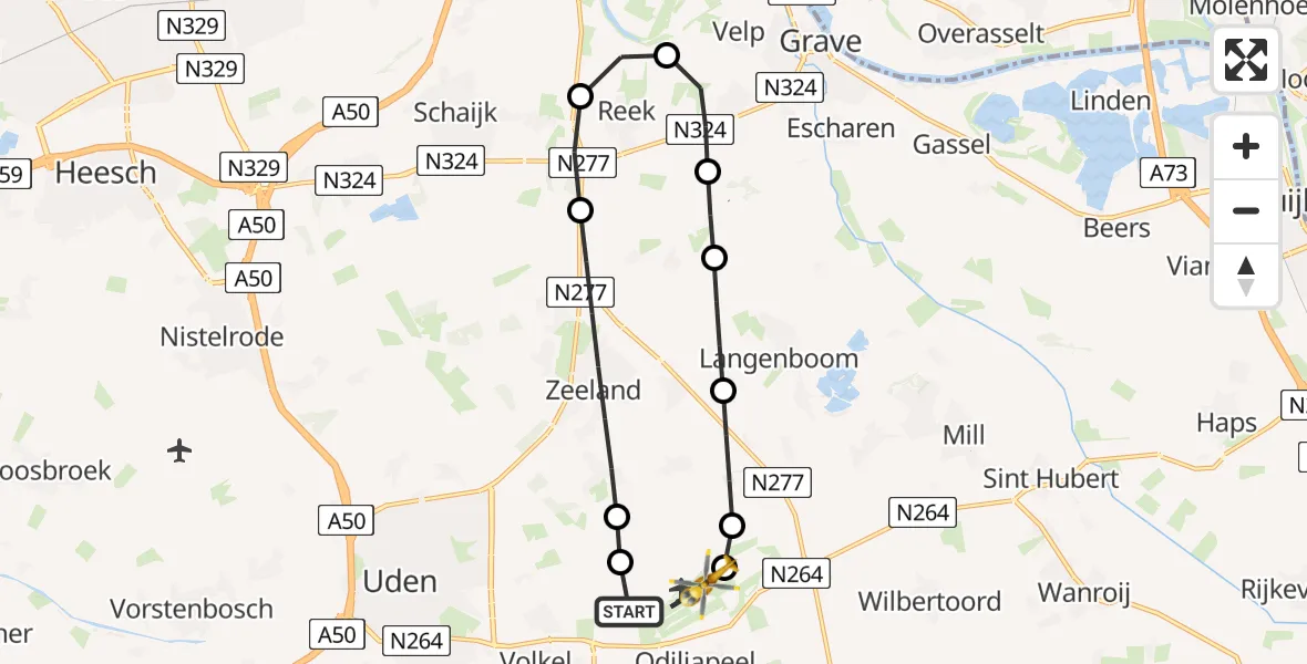 Vluchtroute Traumahelikopter Vliegbasis Volkel - Vliegbasis Volkel, 29 augustus 2026, 15:14