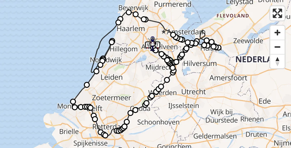 Vluchtroute Politiehelikopter Amsterdam Vliegveld Schiphol - Amsterdam Vliegveld Schiphol, 30 augustus 2026, 09:05