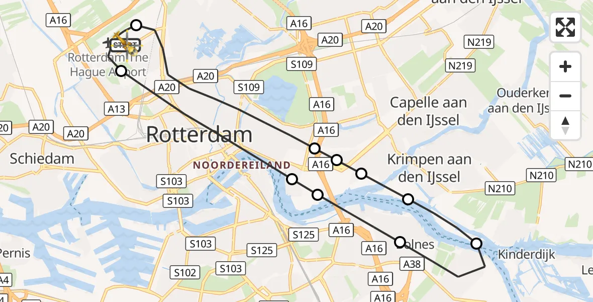 Vluchtroute Traumahelikopter Rotterdam The Hague Airport - Rotterdam The Hague Airport, 30 augustus 2026, 10:56