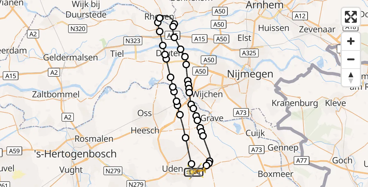 Vluchtroute Traumahelikopter Vliegbasis Volkel - Vliegbasis Volkel, 30 augustus 2026, 12:12