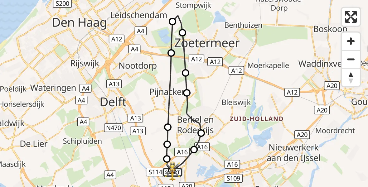 Vluchtroute Traumahelikopter Rotterdam The Hague Airport - Rotterdam The Hague Airport, 30 augustus 2026, 12:37