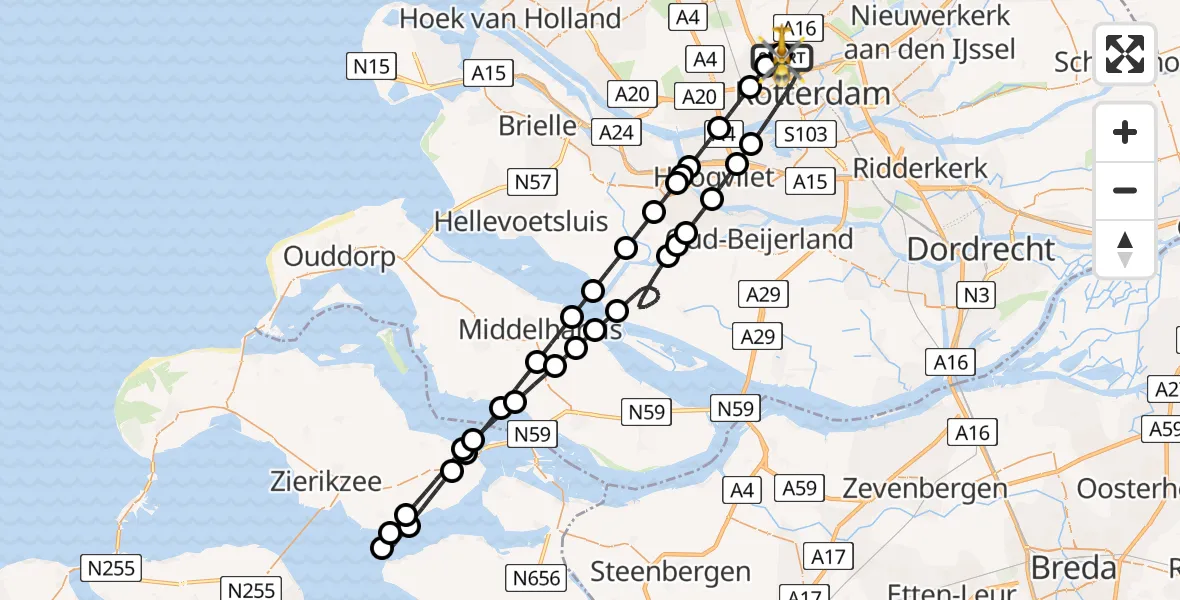 Vluchtroute Traumahelikopter Rotterdam The Hague Airport - Rotterdam The Hague Airport, 30 augustus 2026, 13:15