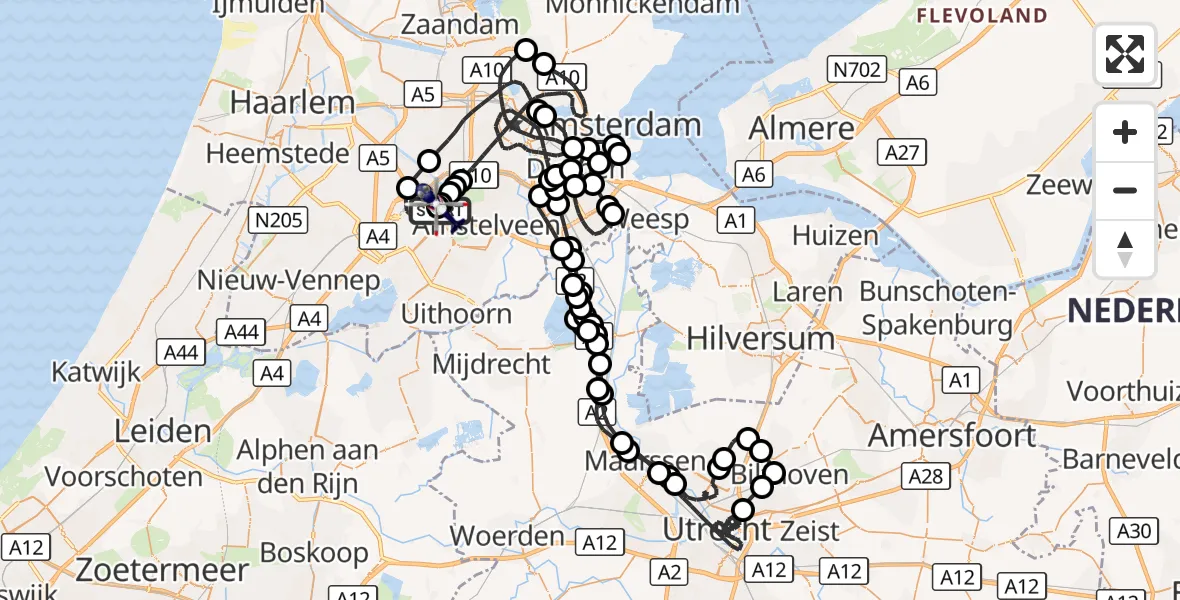 Vluchtroute Politiehelikopter Amsterdam Vliegveld Schiphol - Amsterdam Vliegveld Schiphol, 30 augustus 2026, 13:58