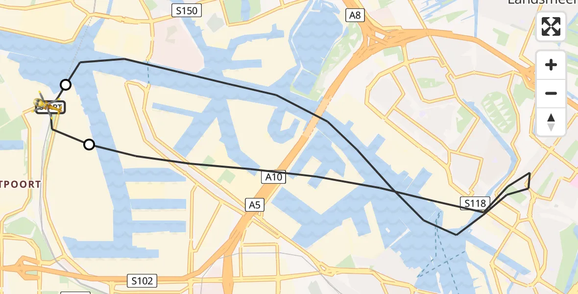 Vluchtroute Traumahelikopter Amsterdam Heliport - Amsterdam Heliport, 30 augustus 2026, 15:17