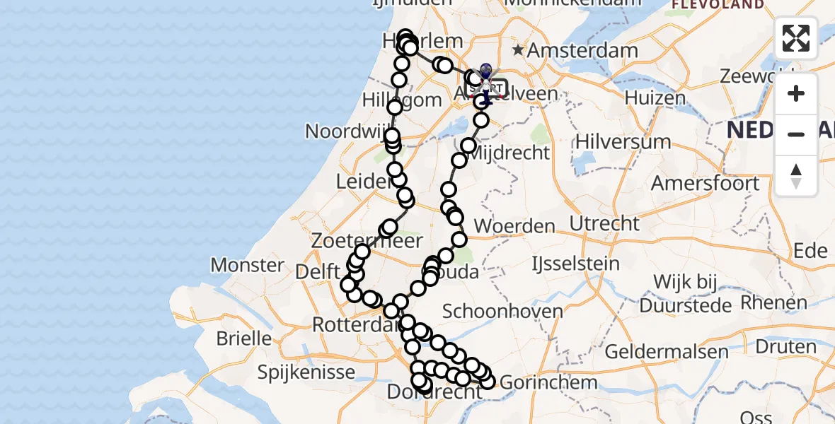 Vluchtroute Politiehelikopter Amsterdam Vliegveld Schiphol - Amsterdam Vliegveld Schiphol, 30 augustus 2026, 18:19