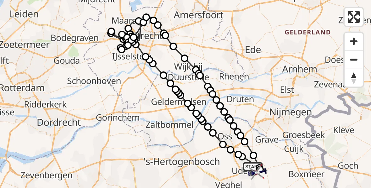 Vluchtroute Politiehelikopter Zeeland - Vliegbasis Volkel, 31 augustus 2026, 06:30