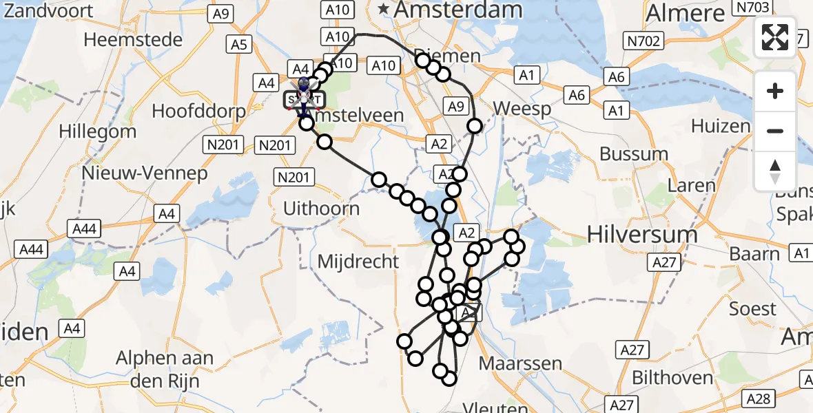 Vluchtroute Politiehelikopter Amsterdam Vliegveld Schiphol - Amsterdam Vliegveld Schiphol, 31 augustus 2026, 10:14