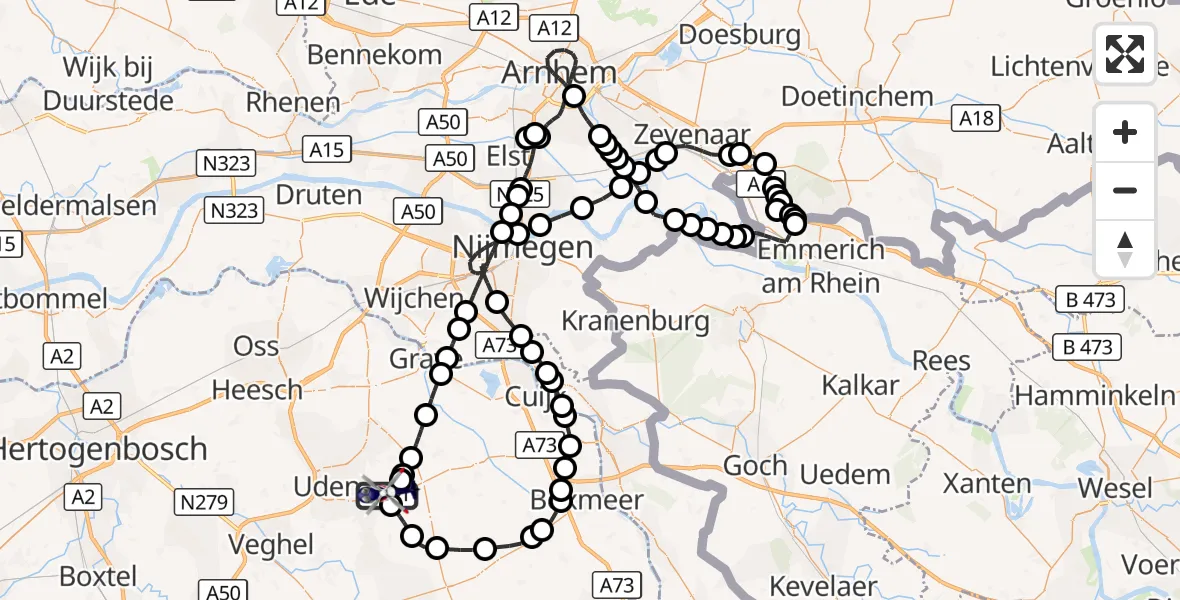 Vluchtroute Politiehelikopter Vliegbasis Volkel - Vliegbasis Volkel, 31 augustus 2026, 10:34