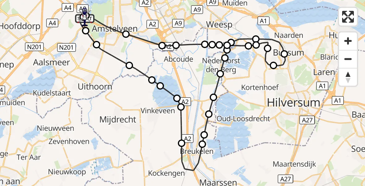 Vluchtroute Politiehelikopter Amsterdam Vliegveld Schiphol - Amsterdam Vliegveld Schiphol, 31 augustus 2026, 12:28