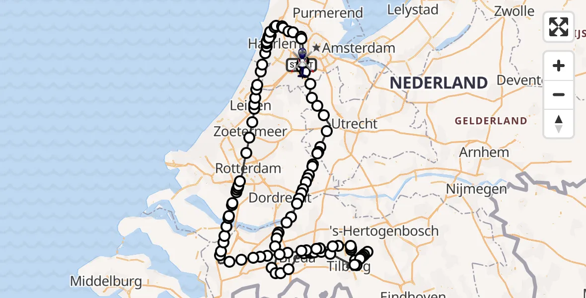 Vluchtroute Politiehelikopter Amsterdam Vliegveld Schiphol - Amsterdam Vliegveld Schiphol, 31 augustus 2026, 13:43