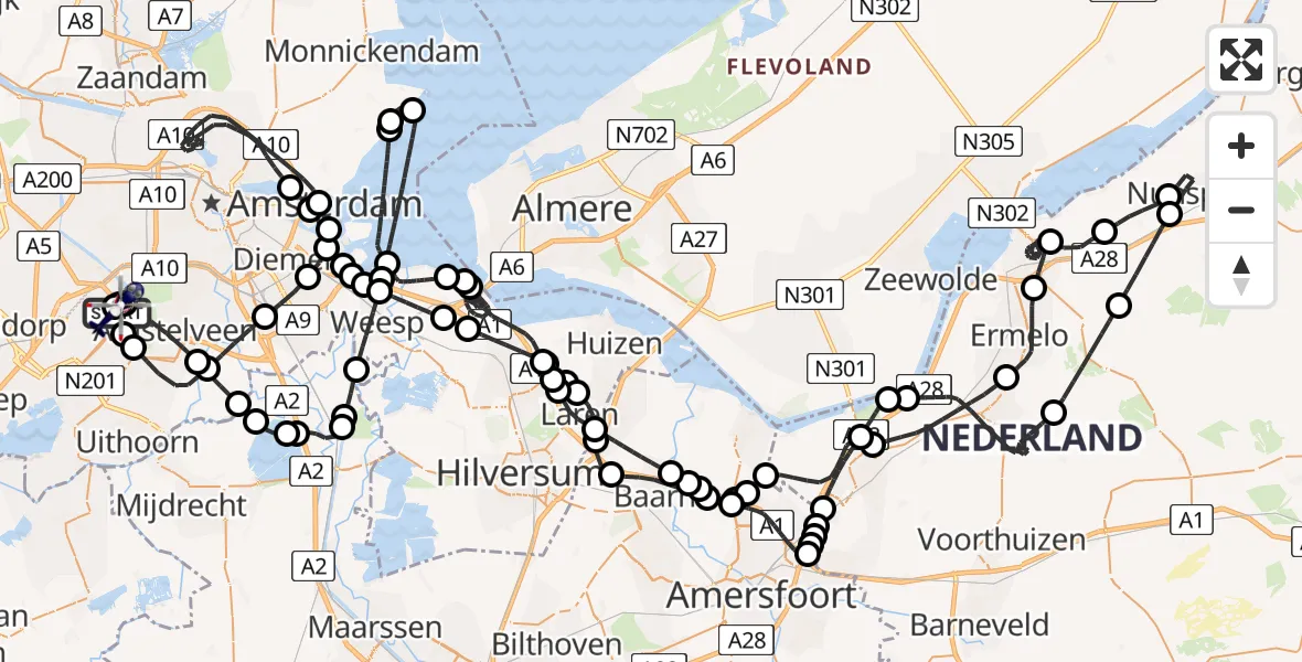 Vluchtroute Politiehelikopter Amsterdam Vliegveld Schiphol - Amsterdam Vliegveld Schiphol, 31 augustus 2026, 17:53