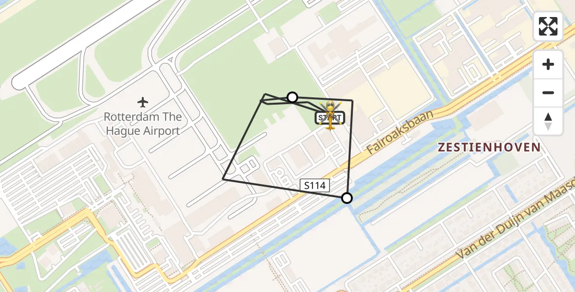 Vluchtroute Traumahelikopter Rotterdam The Hague Airport - Rotterdam The Hague Airport, 31 augustus 2026, 19:28