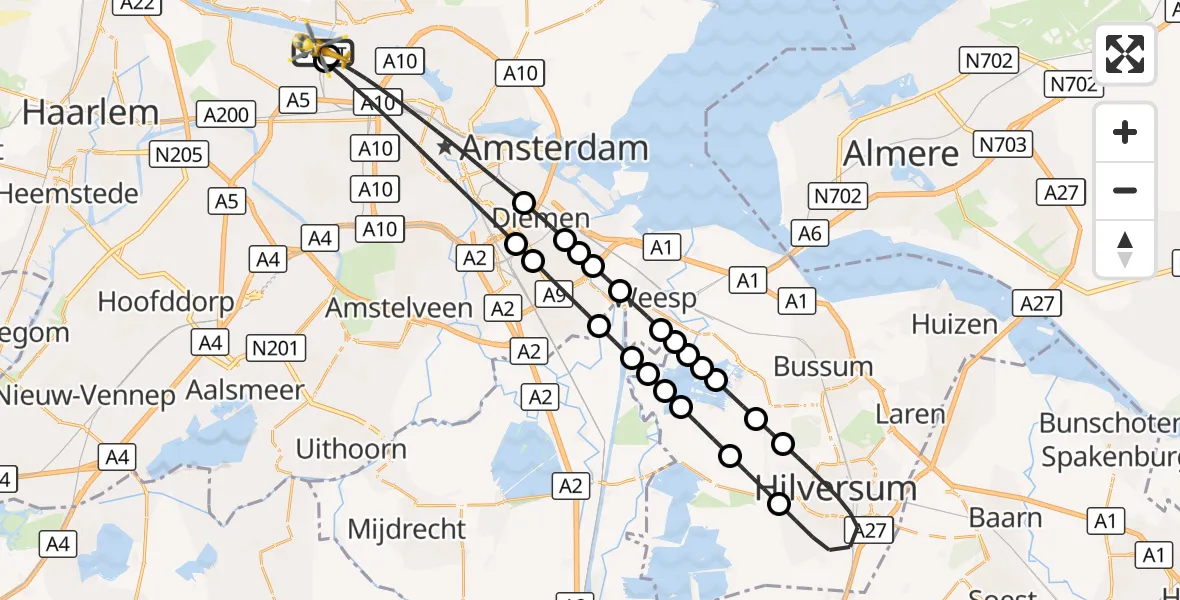 Vluchtroute Traumahelikopter Amsterdam Heliport - Amsterdam Heliport, 01 september 2026, 02:18