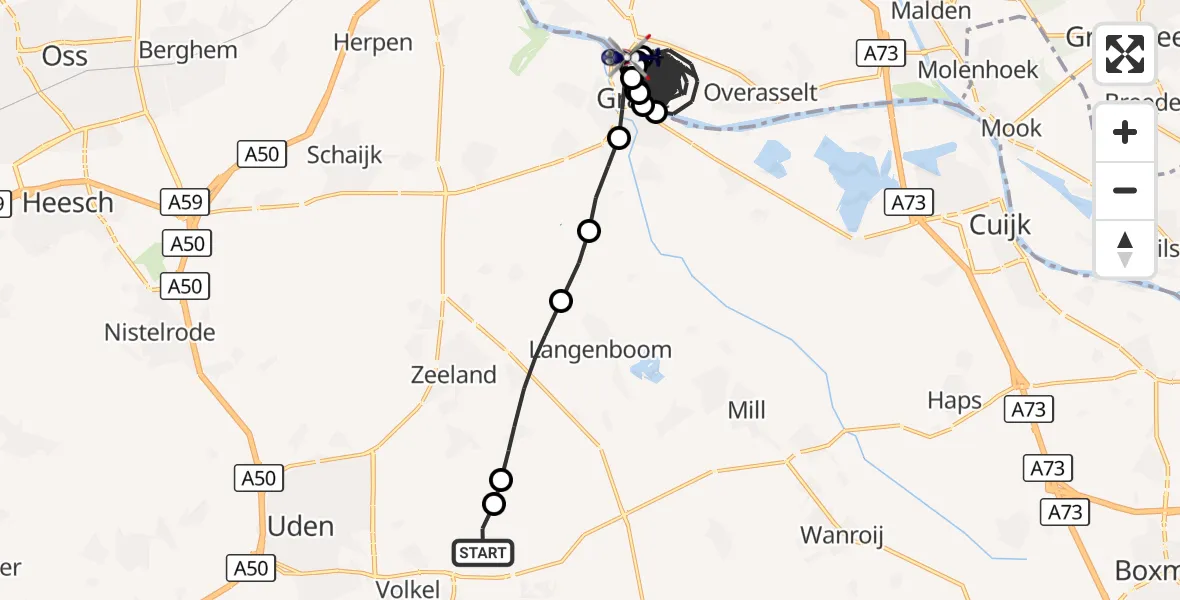 Vluchtroute Politiehelikopter Vliegbasis Volkel - Nederasselt, 01 september 2026, 04:52