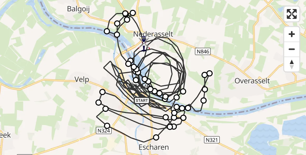 Vluchtroute Politiehelikopter Grave - Nederasselt, 01 september 2026, 06:58