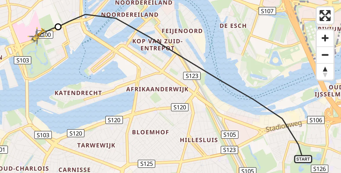 Vluchtroute Traumahelikopter Rotterdam - Erasmus MC, 01 september 2026, 08:53
