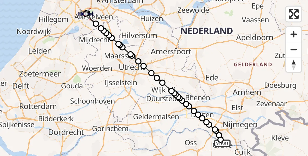 Vluchtroute Politiehelikopter Nederasselt - Amsterdam Vliegveld Schiphol, 01 september 2026, 09:03