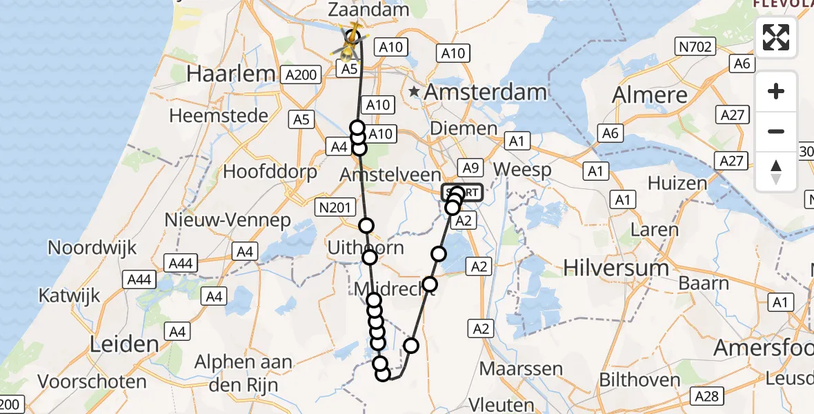 Vluchtroute Traumahelikopter Amsterdam UMC Helipad - Amsterdam Heliport, 01 september 2026, 15:59