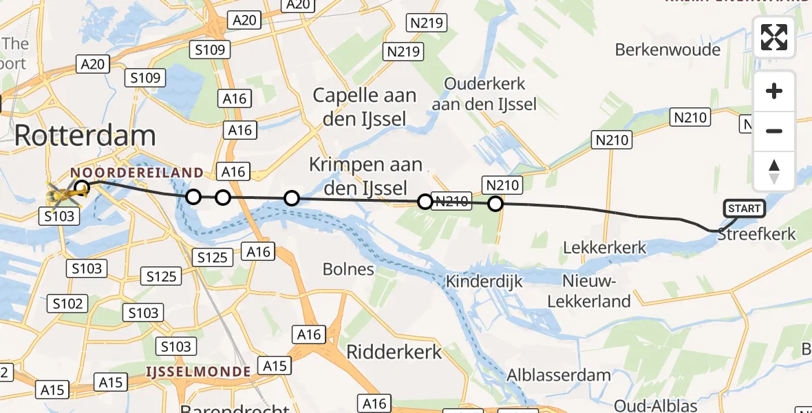 Vluchtroute Traumahelikopter Lekkerkerk - Erasmus MC, 01 september 2026, 16:11