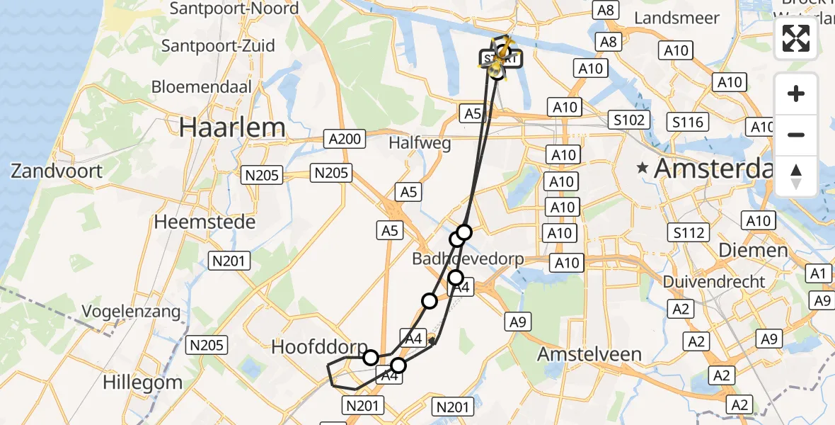 Vluchtroute Traumahelikopter Amsterdam Heliport - Amsterdam Heliport, 02 september 2026, 09:01