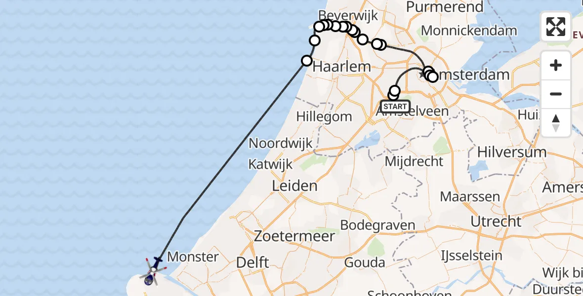 Vluchtroute Politiehelikopter Amsterdam Vliegveld Schiphol - Noordzee, 02 september 2026, 09:44