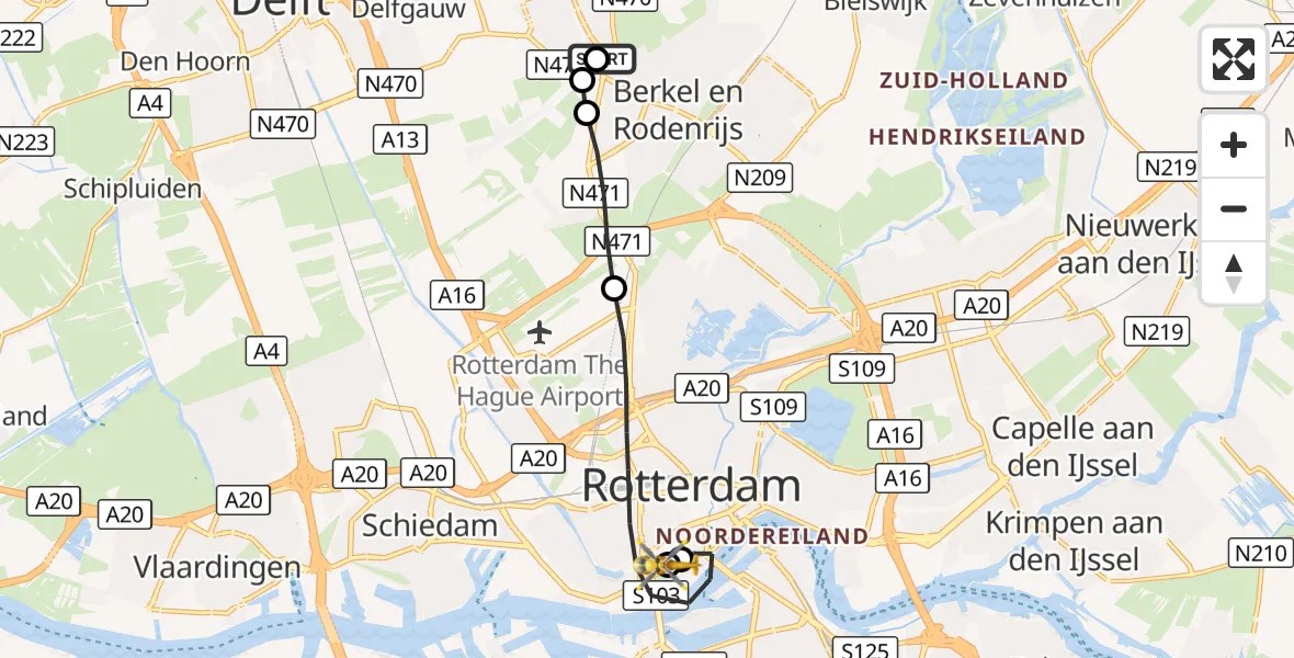 Vluchtroute Traumahelikopter Pijnacker - Erasmus MC, 02 september 2026, 11:26