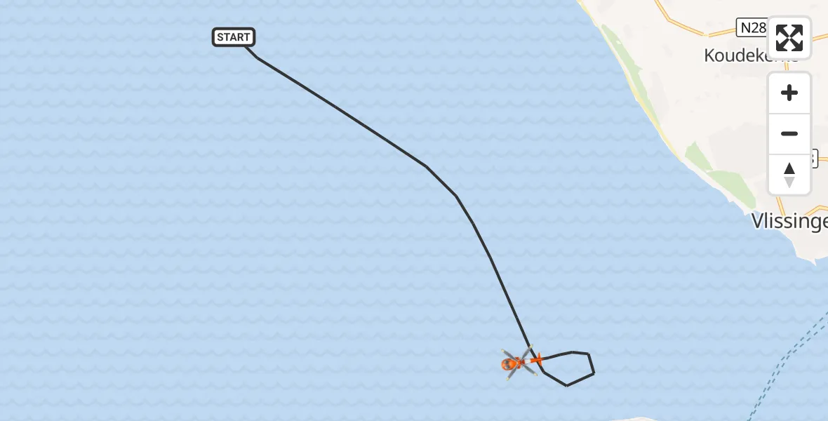 Vluchtroute Kustwachthelikopter Noordzee - Noordzee, 02 september 2026, 12:04