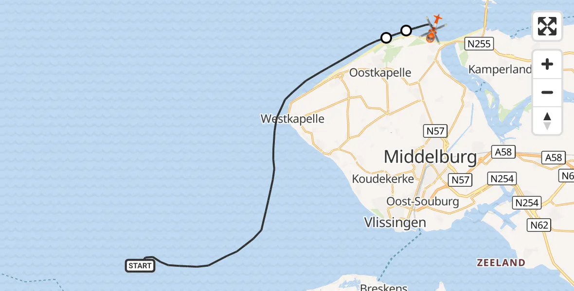 Vluchtroute Kustwachthelikopter Noordzee - Noordzee, 02 september 2026, 12:41