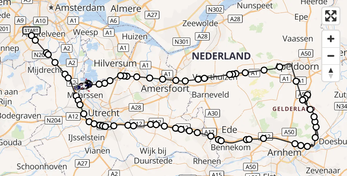 Vluchtroute Politiehelikopter Amsterdam Vliegveld Schiphol - Maarssen, 02 september 2026, 17:10