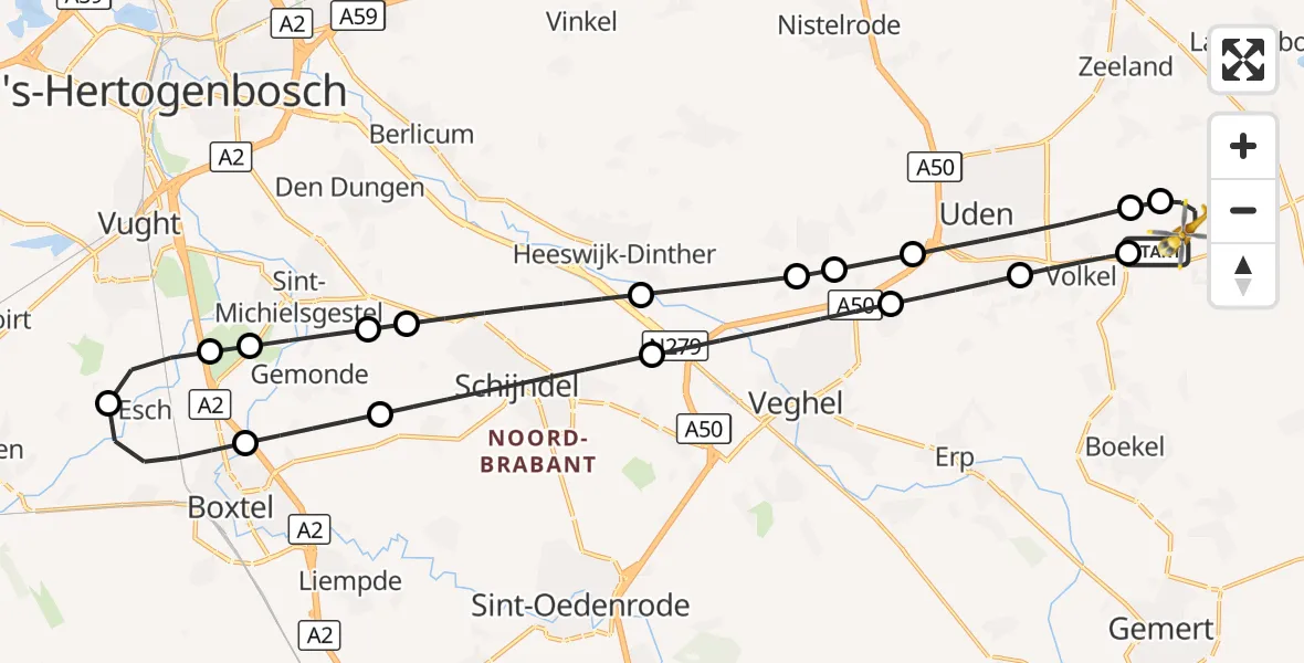 Vluchtroute Traumahelikopter Vliegbasis Volkel - Vliegbasis Volkel, 02 september 2026, 18:04