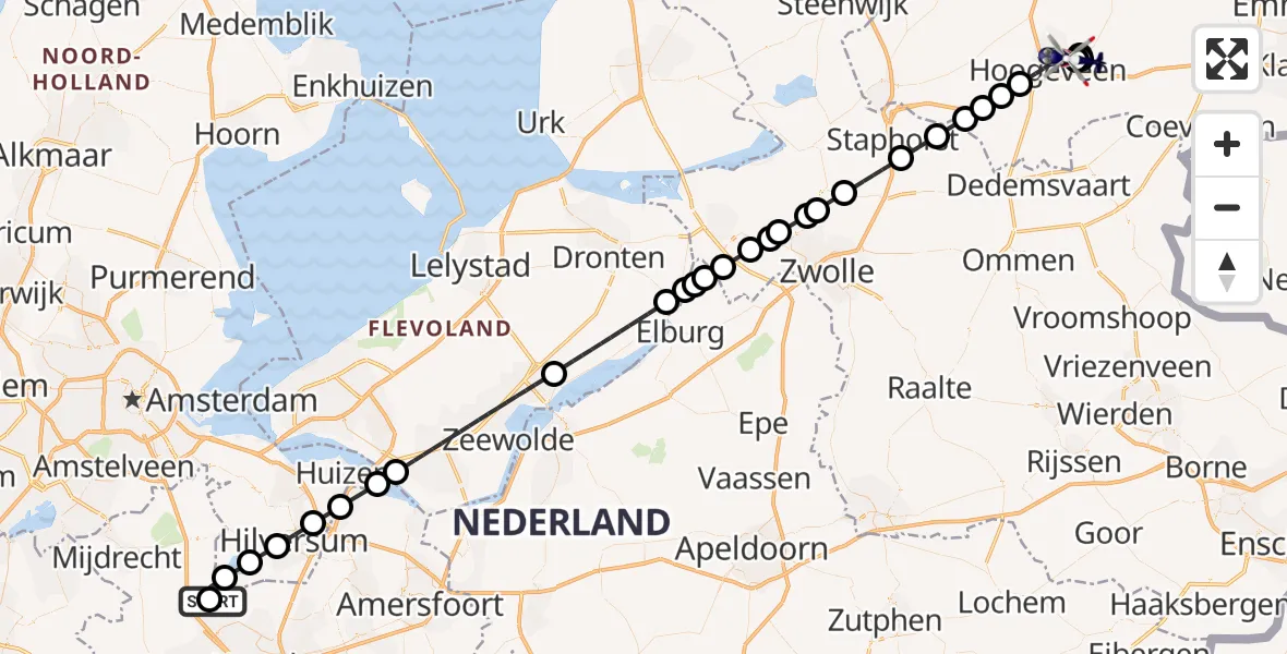 Vluchtroute Politiehelikopter Maarssen - Vliegveld Hoogeveen, 02 september 2026, 18:27