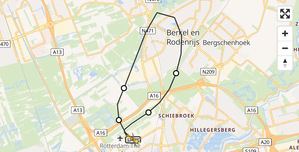 Vluchtroute Traumahelikopter Rotterdam The Hague Airport - Rotterdam The Hague Airport, 02 september 2026, 19:40