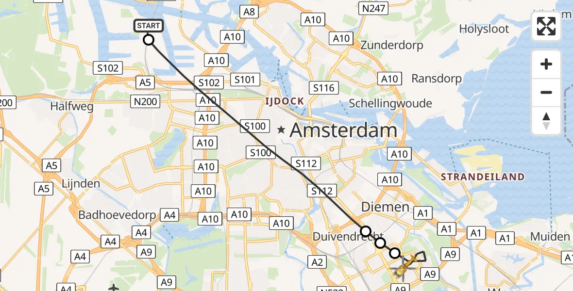 Vluchtroute Traumahelikopter Amsterdam Heliport - Amsterdam, 03 september 2026, 07:56